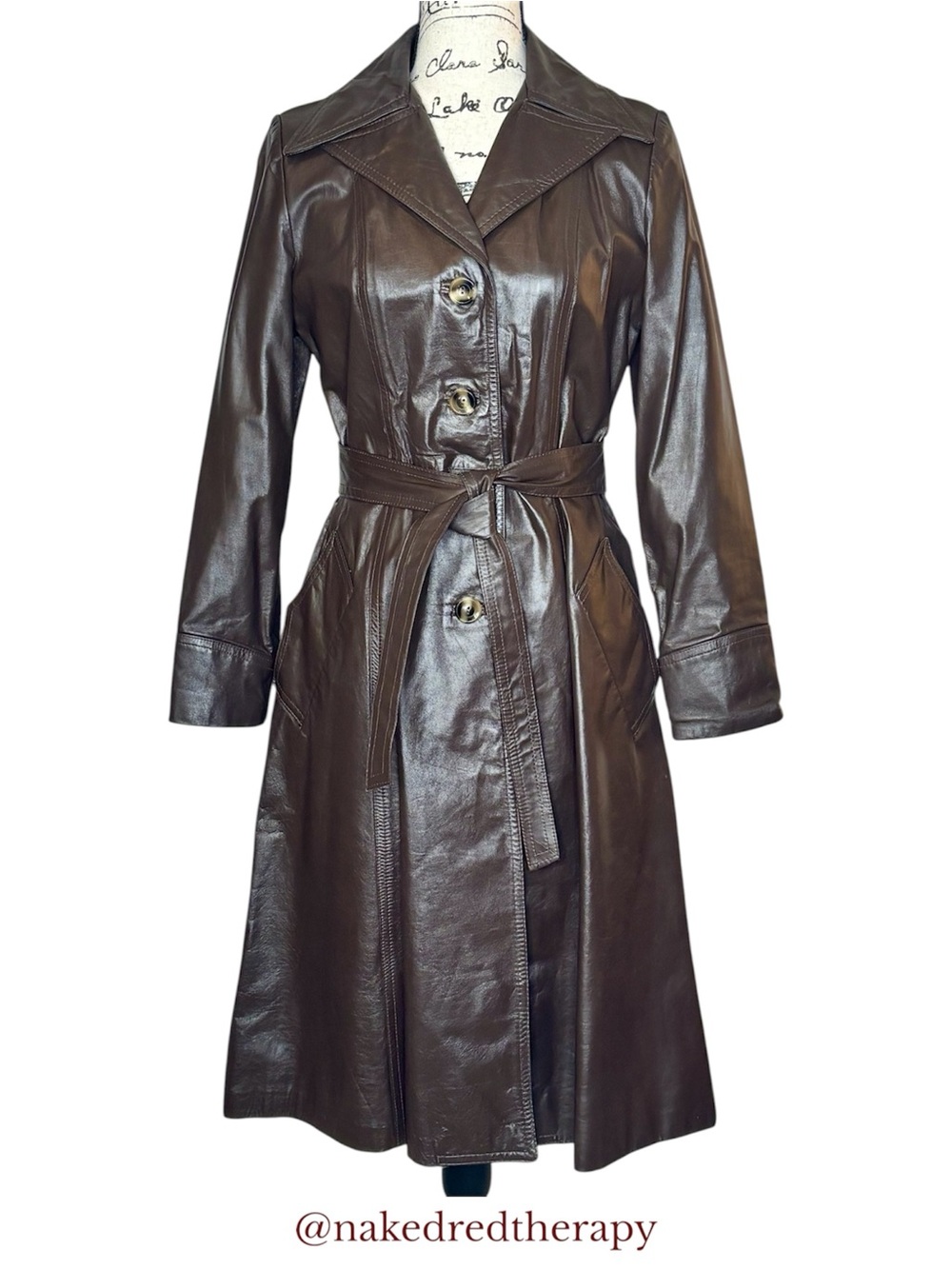 VINTAGE | General Leather NY | Genuine Leather Trench Coat | Brown l Size 9/10